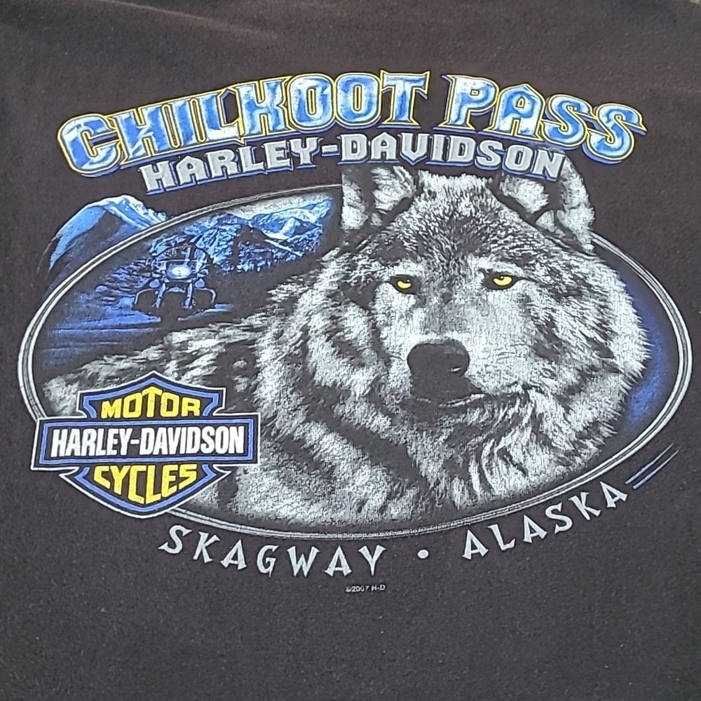 HARLEY DAVIDSON 2007 WOLF SKAGWAY ALASKA TEE-SHIRT
